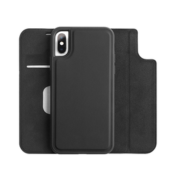 iPhone XS Max | iPhone XS Max - FolioPro 2-i-1 Etui M. Magnetisk Aftageligt Cover - Sort - DELUXECOVERS.DK