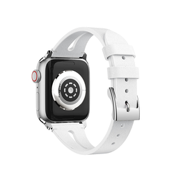 Apple Watch 42mm | Apple Watch (42/44/SE/45mm & Ultra) - Deluxe™ V-Shape Læder Rem - Hvid - DELUXECOVERS.DK