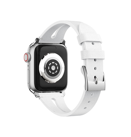 Apple Watch 42mm | Apple Watch (42/44/SE/45mm & Ultra) - Deluxe™ V-Shape Læder Rem - Hvid - DELUXECOVERS.DK