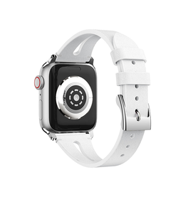 Apple Watch 38mm | Apple Watch (38/40/SE/41mm) - Deluxe™ V-Shape Læder Rem - Hvid - DELUXECOVERS.DK