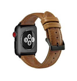 Apple Watch 38mm | Apple Watch (38/40/SE/41/42mm) - ICECASE™ Retro Ægte Læder Urrem - Lysebrun - DELUXECOVERS.DK
