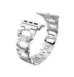 Apple Watch 38mm | Apple Watch (38/40/SE/41mm) - CNC Diamant Rustfri Stål Urrem - Sølv - DELUXECOVERS.DK