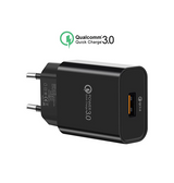Vægoplader | Quick Charger 3.0 | Hurtig USB Vægoplader - 15W - Sort - DELUXECOVERS.DK