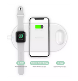 Ladestation / Trådløs oplader | PowerX | 3i1 Trådløs Oplader til iPhone, Watch & Airpods - 15W - Hvid - DELUXECOVERS.DK