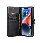 iPhone 14 | iPhone 14 - DG.MING™ Vintage 2-In-1 Læder Etui M. Cover - Sort - DELUXECOVERS.DK