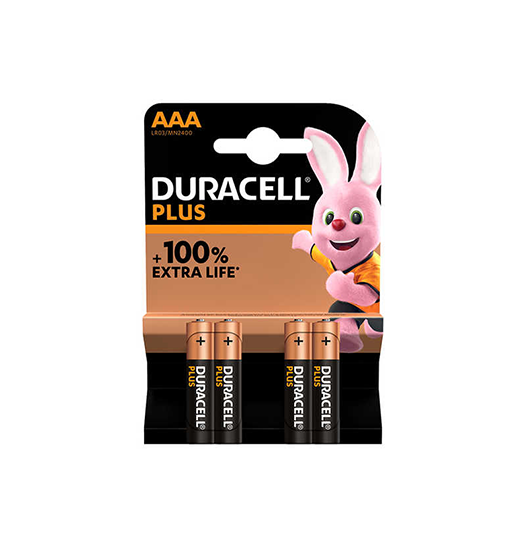 Batteri | Duracell® Plus - LR03/MN2400 - AAA 1.5V Batterier - 4.stk - DELUXECOVERS.DK