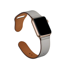 Apple Watch 38mm | Apple Watch (38/40/SE/41/42mm) - FINESSE Ægte Læder Rem - Grå - DELUXECOVERS.DK