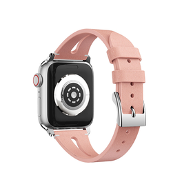 Apple Watch 42mm | Apple Watch (42/44/SE/45mm & Ultra) - Deluxe™ V-Shape Læder Rem - Pink - DELUXECOVERS.DK