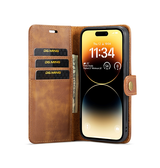 iPhone 14 Pro Max | iPhone 14 Pro Max - DG.MING™ Vintage 2-In-1 Læder Etui M. Cover - Brun - DELUXECOVERS.DK