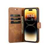iPhone 14 Pro | iPhone 14 Pro - DG.MING™ Vintage 2-In-1 Læder Etui M. Cover - Brun - DELUXECOVERS.DK