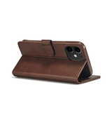 iPhone 12 | iPhone 12 - LC.IMEEKE™ Læder Cover M. Kortholder - Brun - DELUXECOVERS.DK