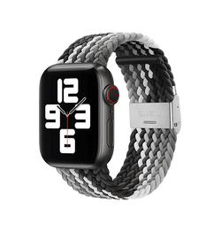 Apple Watch 38mm | Apple Watch (38/40/SE/41mm) - Deluxe™ Woven Flettet Loop Rem - Sort/Grå - DELUXECOVERS.DK
