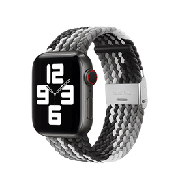 Apple Watch 38mm | Apple Watch (38/40/SE/41/42mm) - Deluxe™ Woven Flettet Loop Rem - Sort/Grå - DELUXECOVERS.DK