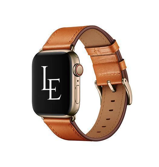 Apple Watch 42-49mm | Apple Watch (42/44/SE/45/46/49mm) - L'Empiri™ Verona Ægte Læder Rem - Cognac - DELUXECOVERS.DK