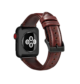Apple Watch 38mm | Apple Watch (38/40/SE/41/42mm) - ICECASE™ Retro Ægte Læder Urrem - Mørkebrun - DELUXECOVERS.DK