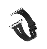Apple Watch 38mm | Apple Watch (38/40/SE/41/42mm) - Deluxe™ V-Shape Læder Rem - Sort - DELUXECOVERS.DK