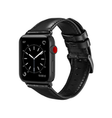 Apple Watch 38mm | Apple Watch (38/40/SE/41mm) - ICECASE™ Retro Ægte Læder Urrem - Sort - DELUXECOVERS.DK