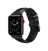 Apple Watch 42mm | Apple Watch (42/44/SE/45/46/49mm) - ICECASE™ Retro Ægte Læder Urrem - Sort - DELUXECOVERS.DK