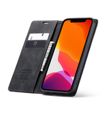 iPhone 12 | iPhone 12 - CaseMe™ Noble Læder Etui / Pung - Sort - DELUXECOVERS.DK