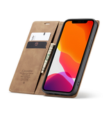 iPhone 12 | iPhone 12 - CaseMe™ Noble Læder Etui / Pung - Brun - DELUXECOVERS.DK